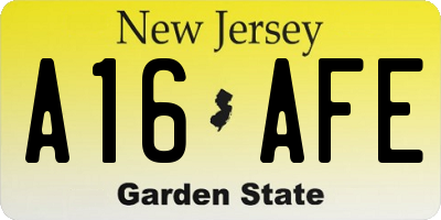 NJ license plate A16AFE