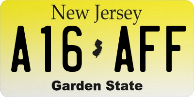 NJ license plate A16AFF