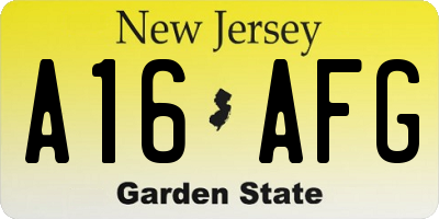 NJ license plate A16AFG