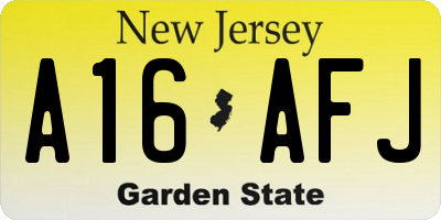 NJ license plate A16AFJ