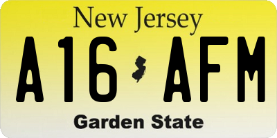 NJ license plate A16AFM