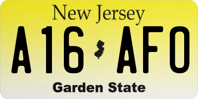NJ license plate A16AFO