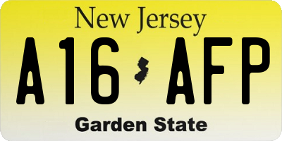 NJ license plate A16AFP