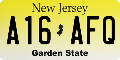 NJ license plate A16AFQ