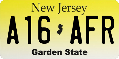 NJ license plate A16AFR