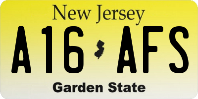 NJ license plate A16AFS