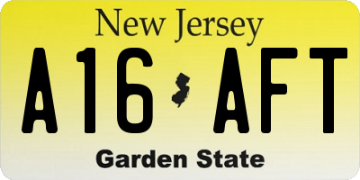 NJ license plate A16AFT