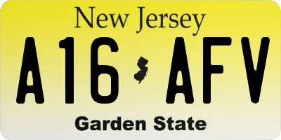 NJ license plate A16AFV