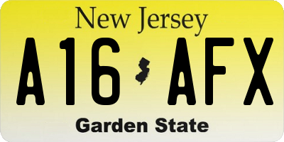 NJ license plate A16AFX