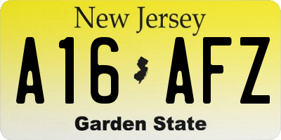 NJ license plate A16AFZ