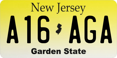 NJ license plate A16AGA