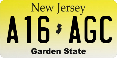 NJ license plate A16AGC