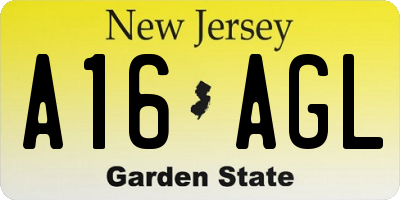 NJ license plate A16AGL