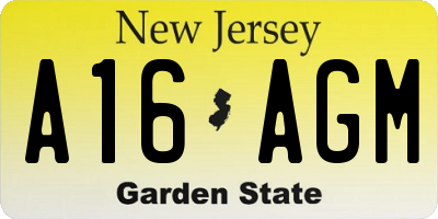 NJ license plate A16AGM