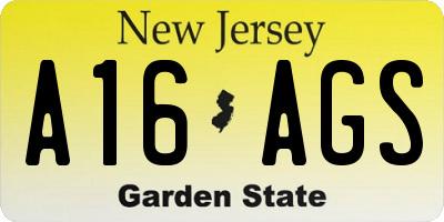 NJ license plate A16AGS