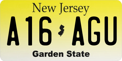 NJ license plate A16AGU