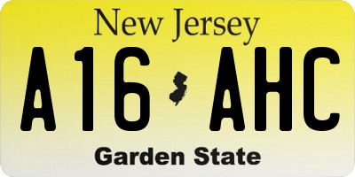NJ license plate A16AHC