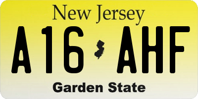 NJ license plate A16AHF