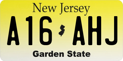 NJ license plate A16AHJ