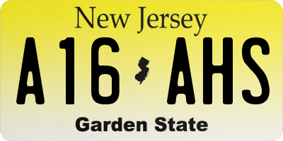 NJ license plate A16AHS