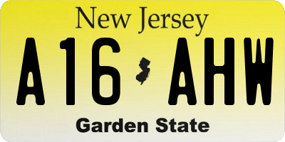 NJ license plate A16AHW