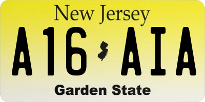 NJ license plate A16AIA