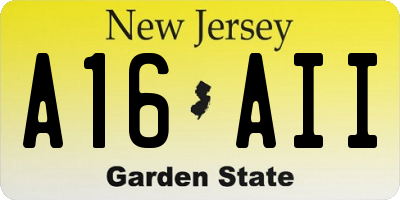 NJ license plate A16AII