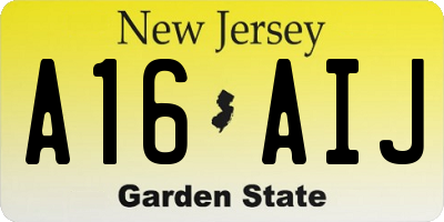 NJ license plate A16AIJ