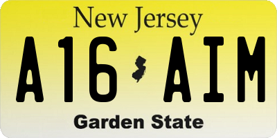 NJ license plate A16AIM