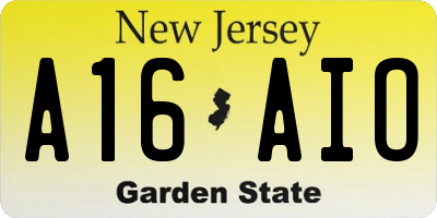 NJ license plate A16AIO
