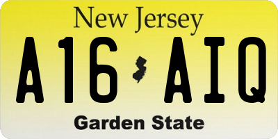 NJ license plate A16AIQ