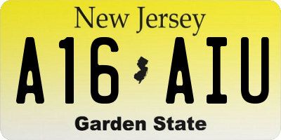 NJ license plate A16AIU