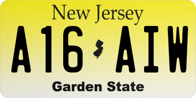 NJ license plate A16AIW
