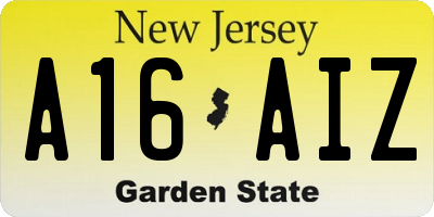 NJ license plate A16AIZ