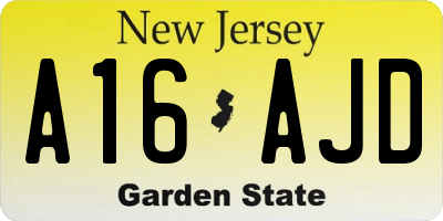 NJ license plate A16AJD