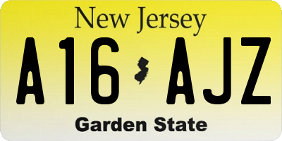 NJ license plate A16AJZ