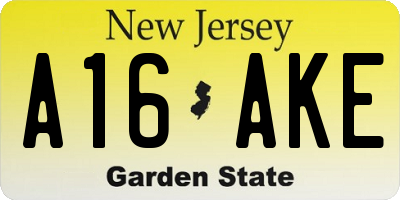 NJ license plate A16AKE