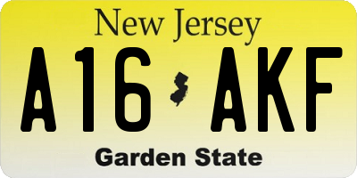 NJ license plate A16AKF