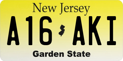 NJ license plate A16AKI