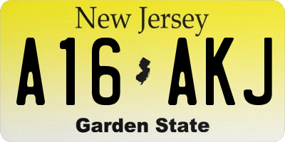 NJ license plate A16AKJ