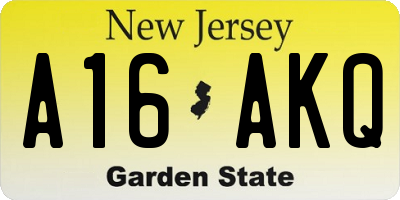 NJ license plate A16AKQ