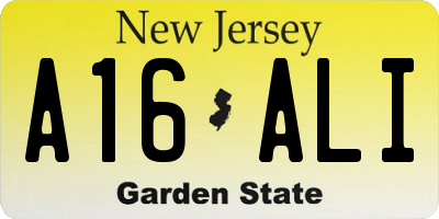 NJ license plate A16ALI