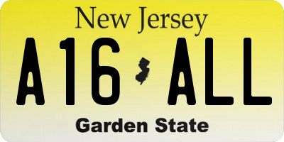 NJ license plate A16ALL
