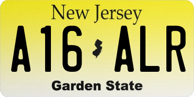 NJ license plate A16ALR