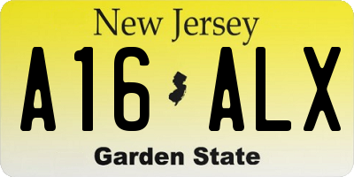 NJ license plate A16ALX