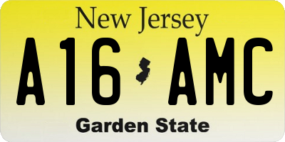 NJ license plate A16AMC