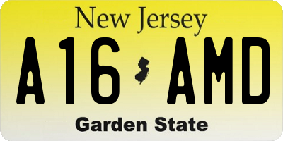 NJ license plate A16AMD