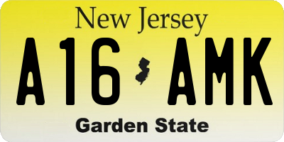 NJ license plate A16AMK