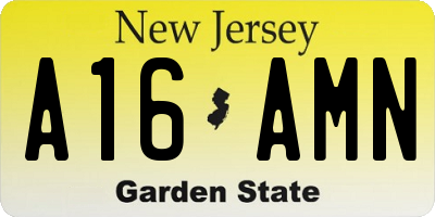 NJ license plate A16AMN