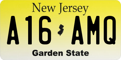 NJ license plate A16AMQ